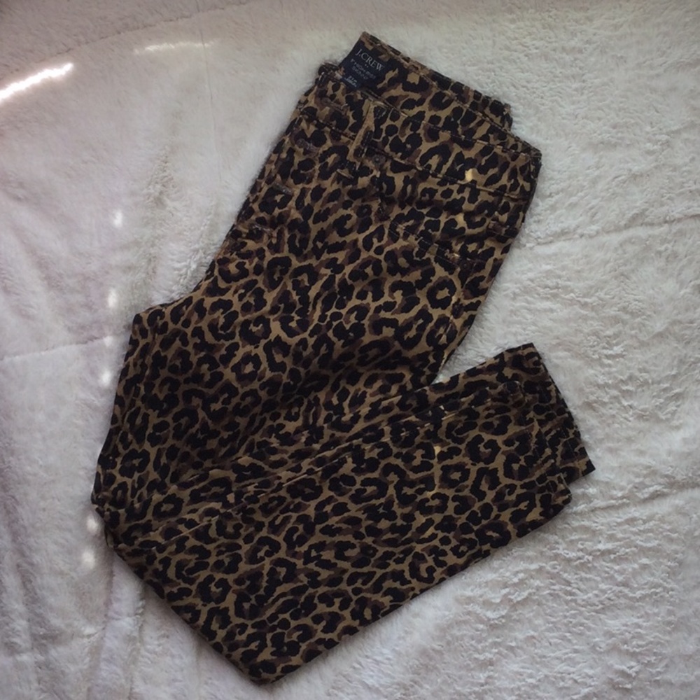 JCrew Leopard Print High Rise Skinny Jeans